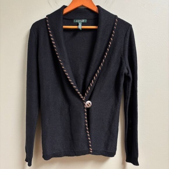 Lauren Ralph Lauren Linen Cotton Western Wrap Cardigan Size M Equestrian Country - Picture 1 of 9